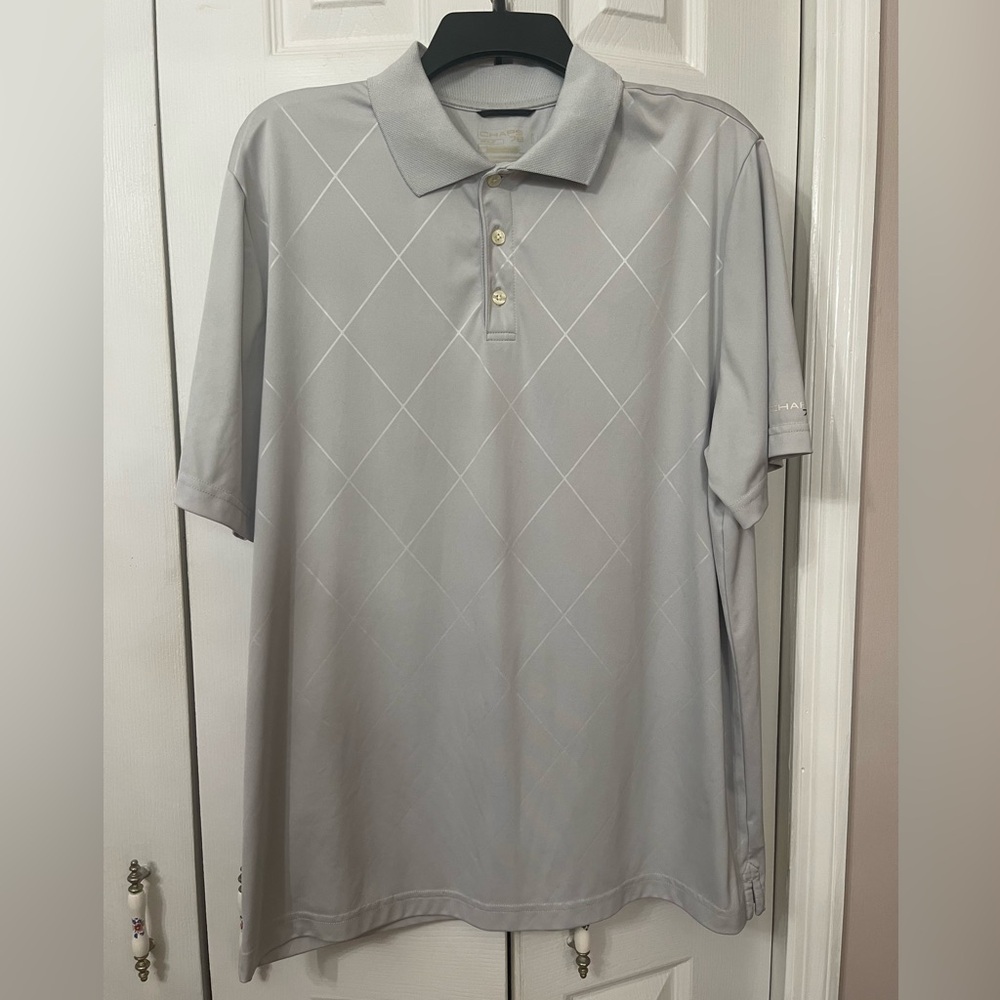 Chaps 78 Golf Men’s Light Gray Polo Shirt Size L With White Diamond Graphics